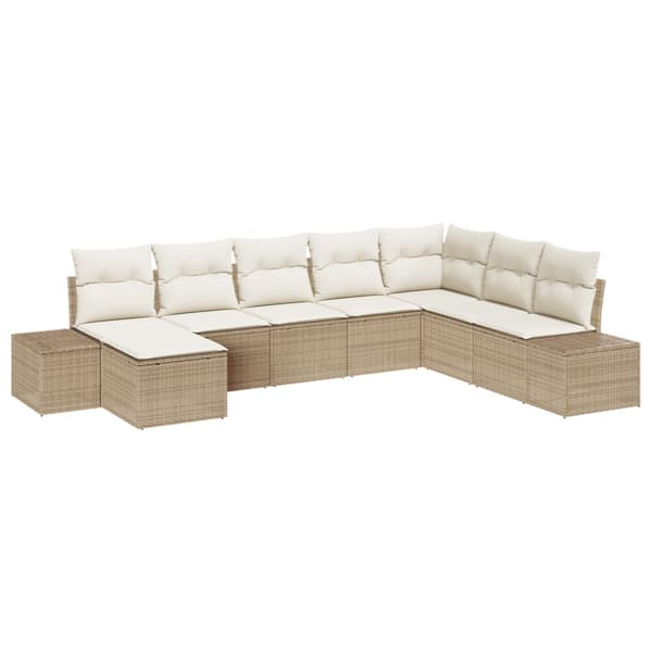Trädgårdsoffset med kudde 8 pcs Beige konstrotting