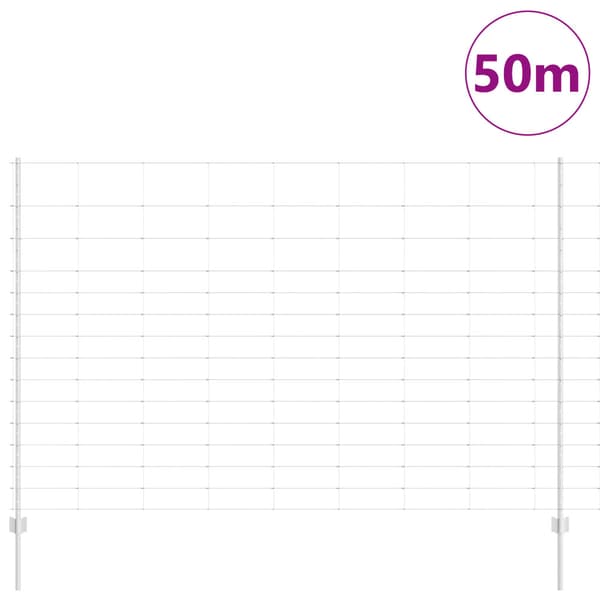 Stängsel med stolpe Silver 1,6 x 50 m Stål