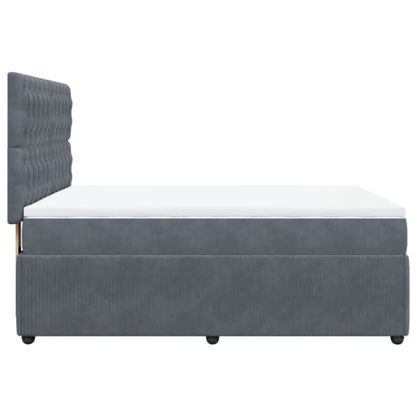 Ramsäng med madrass mörkgrå 160x200 cm sammet
