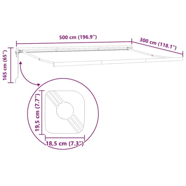 Markisram Antracit 500 × 300 cm Aluminium
