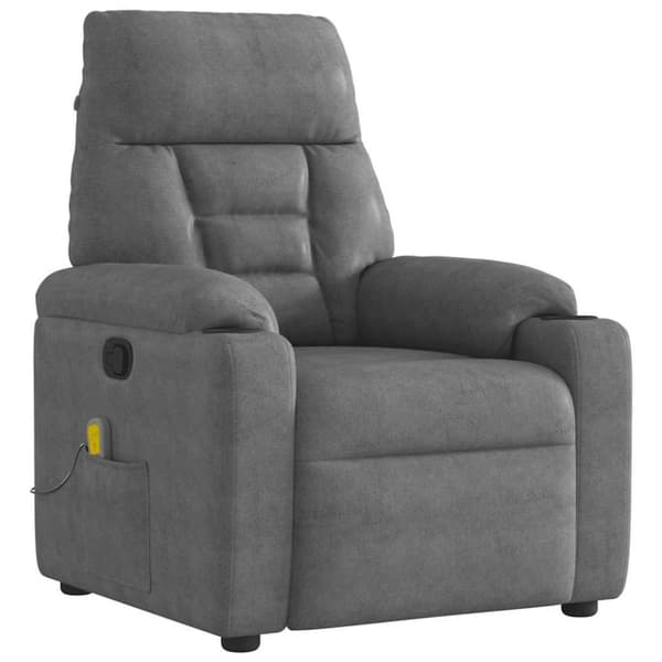 Massagefåtölj mörkgrå mikrofibertyg