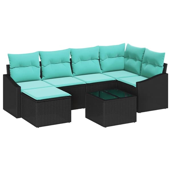 Soffset med kudde 7 pcs Svart konstrotting