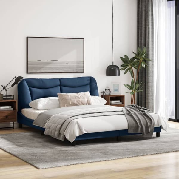 Bed Frame without Mattress "Hvar" Blue 160x200 cm Fabric