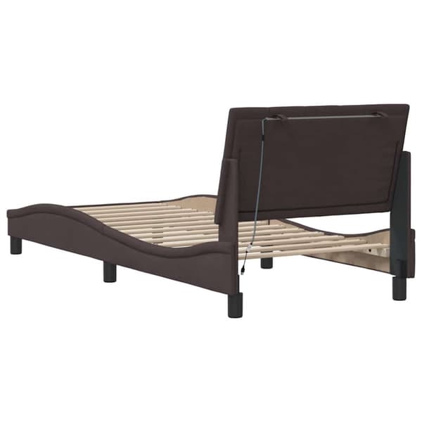 Bed Frame without Mattress "Hanko" Dark Brown 90x200cm Fabric