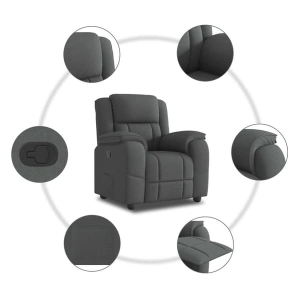 Reclinerfåtölj mörkgrå tyg