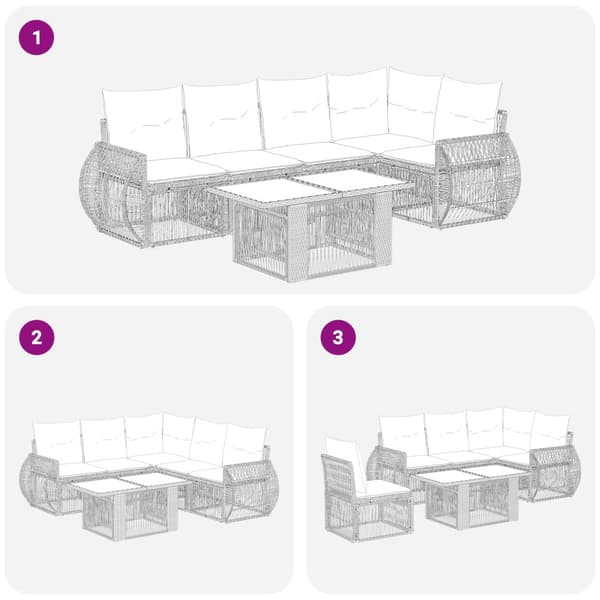 Trädgårdsoffset 6 st Beige och krämvit konstrotting