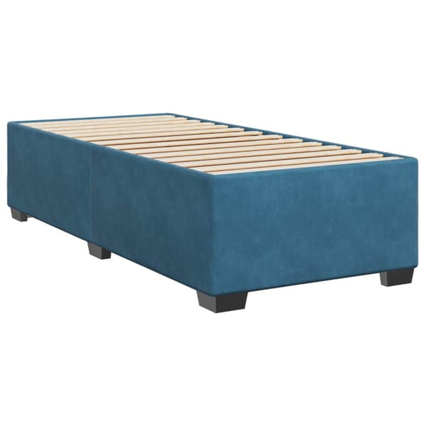 Boxspring säng med madrass och LED Blå 90 x 190 cm Sammet