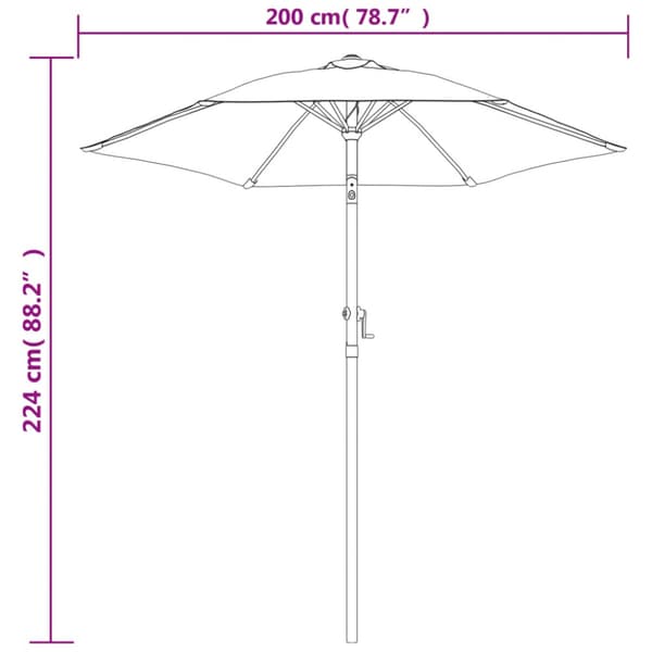 Parasoll antracit 200x224 cm aluminium