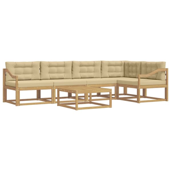 Utomhussoffset 6 pcs Vit och Beige 79 x 79 x 37 cm Polyester