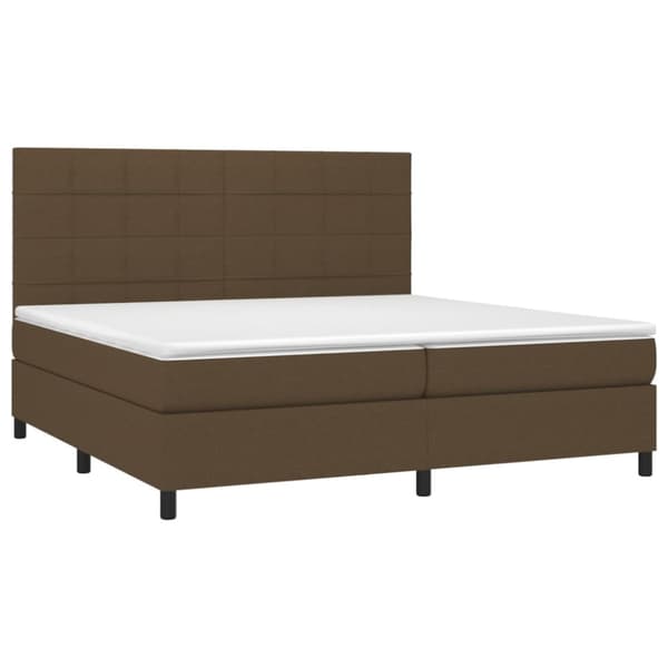 Ramsäng med madrass mörkbrun 200x200 cm tyg