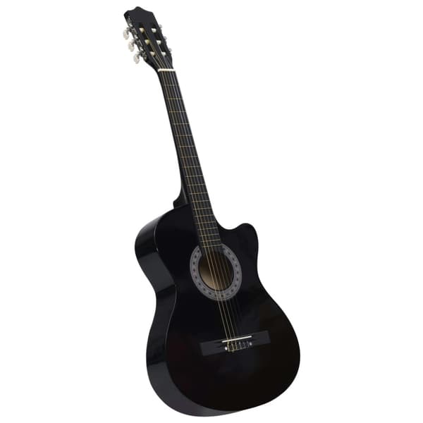 Gitarr 12 delar med 6 strängar western svart 38"