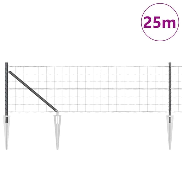 Stängsel med stolpe Grå 0,8 x 25 m Stål