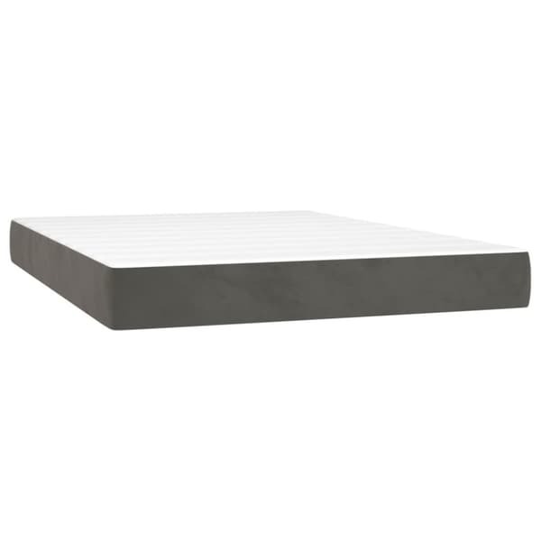 Ramsäng med madrass & LED mörkgrå 140x190 cm sammet