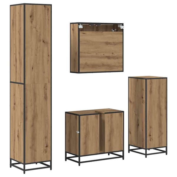 Badrumsmöbelset med låda 4 pcs Artisan Ek Konstruerat trä