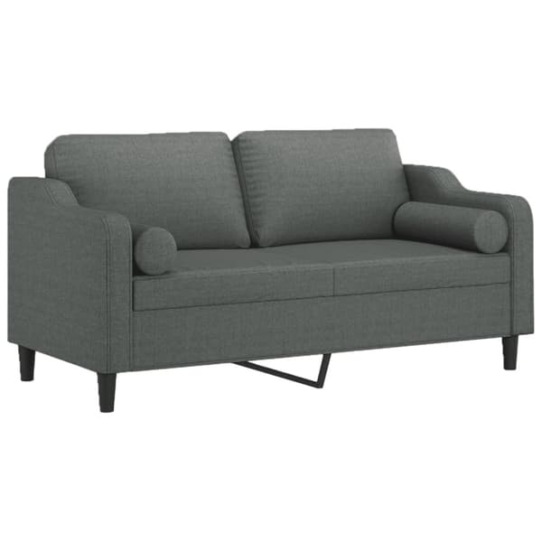 2-sits soffa med prydnadskuddar mörkgrå 140 cm tyg