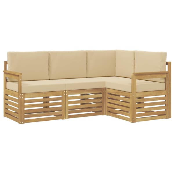 Utomhussoffset 4 pcs Vit och Beige 187,5 x 128,5 x 73 cm