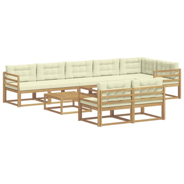 Utomhussoffset 9 pcs Vit och grädde 79 x 79 x 37 cm Polyester