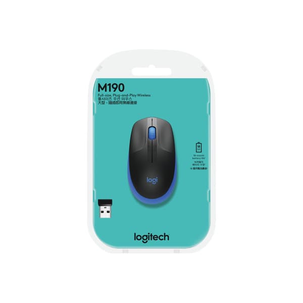 Logitech M190 - mus - blå