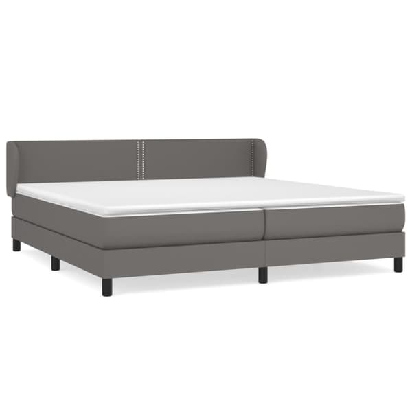 Ramsäng med madrass grå 200x200 cm konstläder