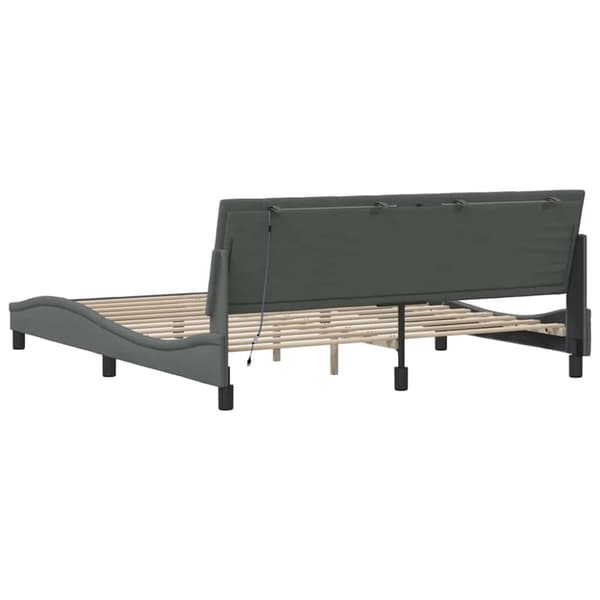 Bed Frame without Mattress "Hanko" Dark Grey 180x200cm Fabric