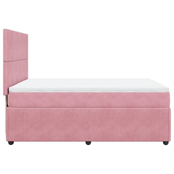 Ramsäng med madrass rosa 140x200 cm sammet