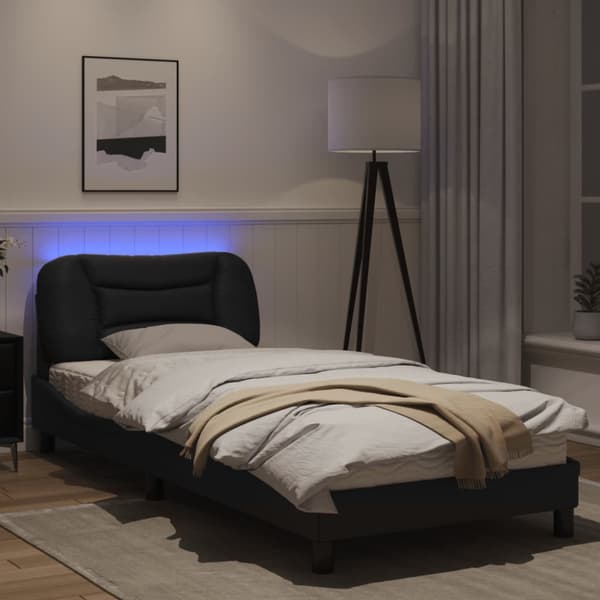 Bed Frame with LED without Mattress "Hvar" Black 90x200 cm