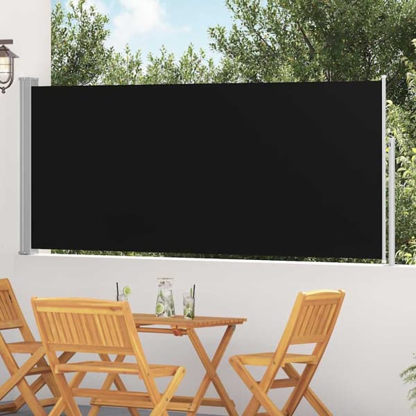 Infällbar sidomarkis 120 x 300 cm svart