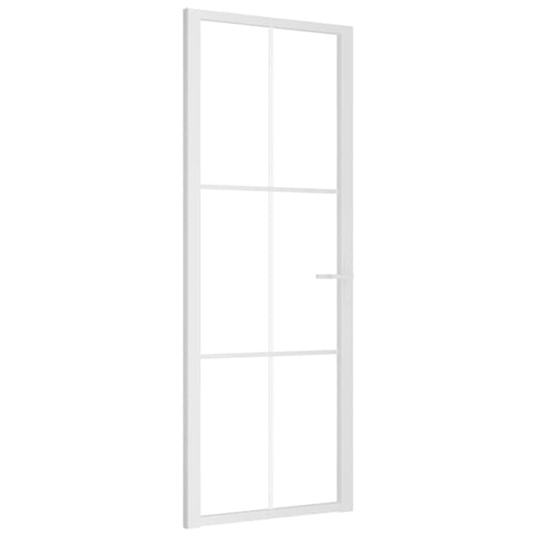 Innerdörr 76x201,5 cm vit ESG-glas och aluminium