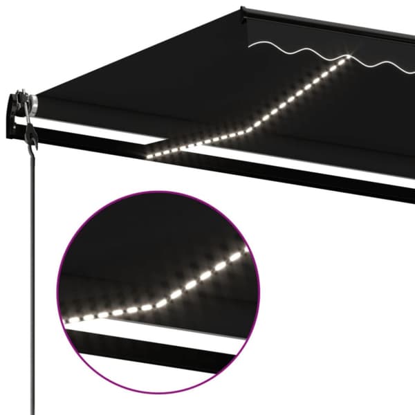 Automatisk markis med vindsensor & LED 600x350 cm antracit