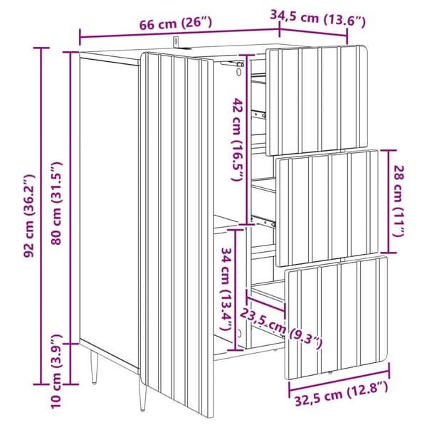Sideboard Vit högglans 66 x 34,5 x 91,5 cm Konstruerat trä