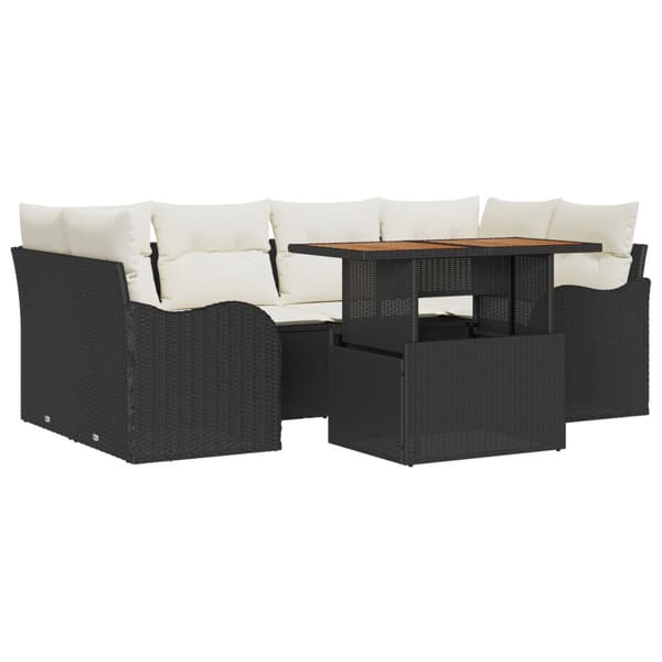 Trädgårdsoffset med lagring 7 pcs Svart Poly rattan