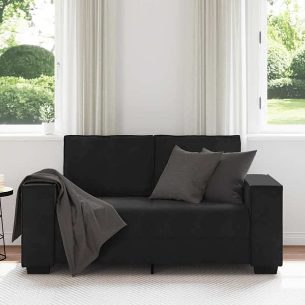 2-sitssoffa ljusgrå Svart 160x78x84 cm sammet