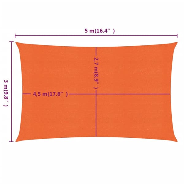 Solsegel 160 g/m² rektangulär orange 3x5 m HDPE