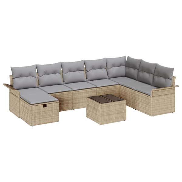 Trädgårdsoffset 9 st Poly rattan