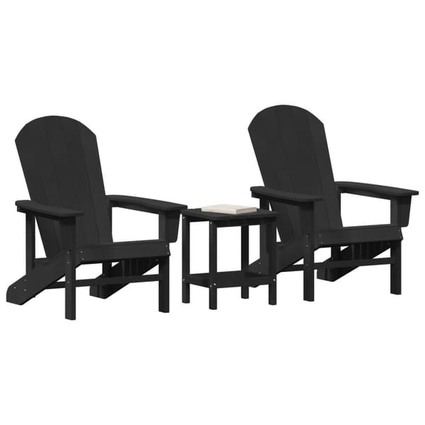 Trädgård Stol 3 pcs Svart polyeten