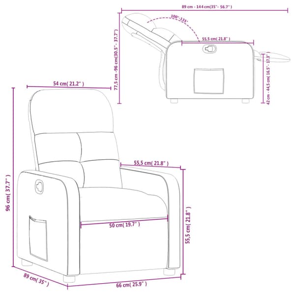 Reclinerfåtölj brun tyg