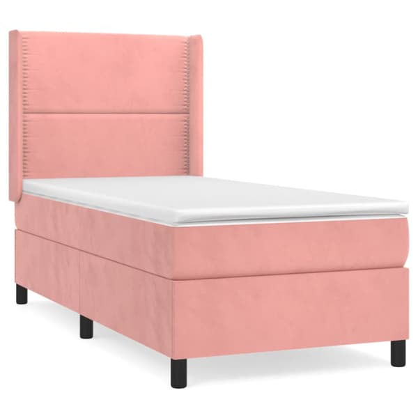 Ramsäng med madrass rosa 80x200 cm sammet