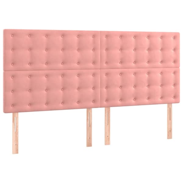 Ramsäng med madrass rosa 160x200 cm sammet