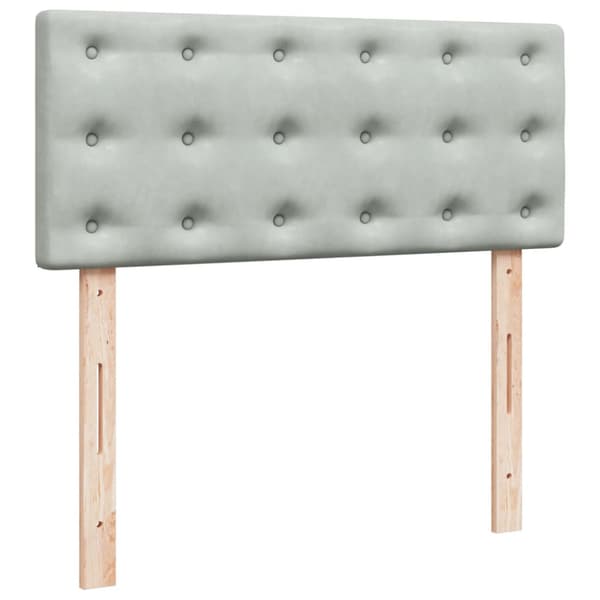 Ramsäng med madrass ljusgrå 120x190 cm sammet