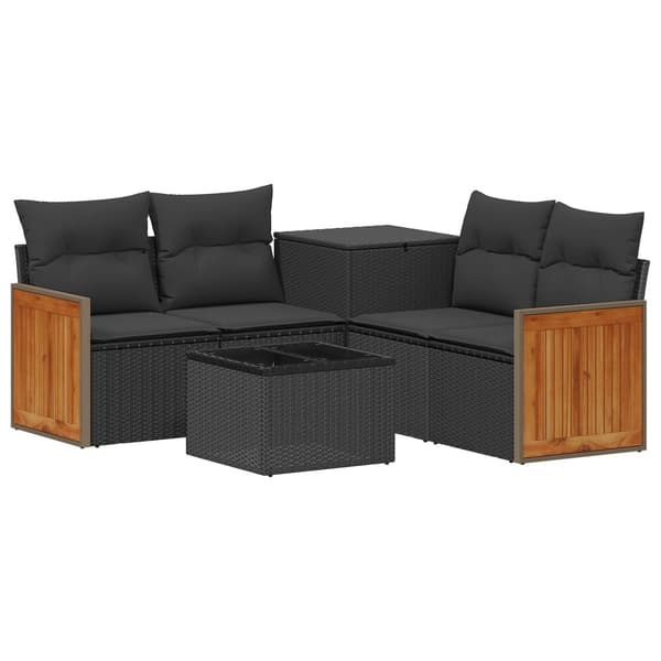 Soffset 6 st Svart Poly Rattan och stål