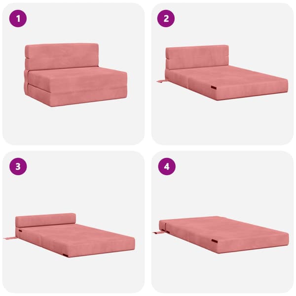 Fällbar Soffbed Rosa 70 x 72 x 60 cm Tyg
