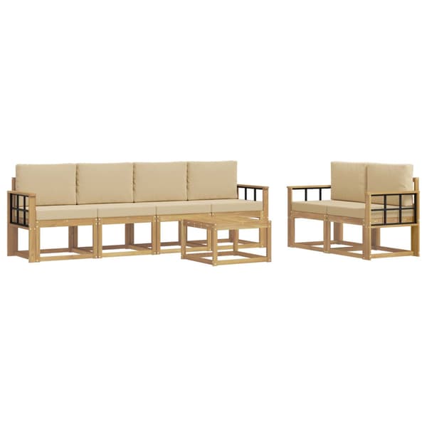 Utomhussoffset med kudde 7 pcs Vit och Beige