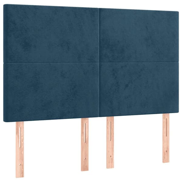 Ramsäng med madrass mörkblå 140x190 cm sammet