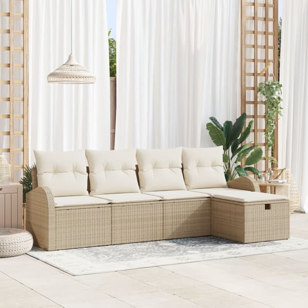 Soffset med kudde Beige och gräddfärgad konstrotting
