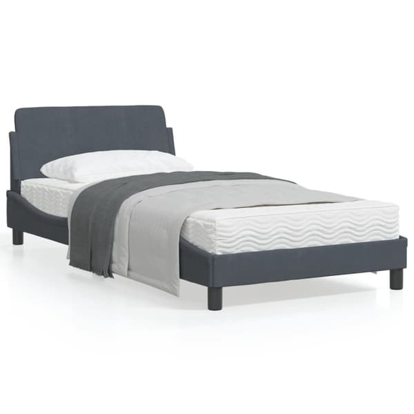 Bed Frame "Dover" Dark Grey 100x200 cm Velvet