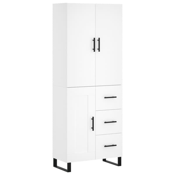 Högskåp vit 69,5x34x180 cm konstruerat trä
