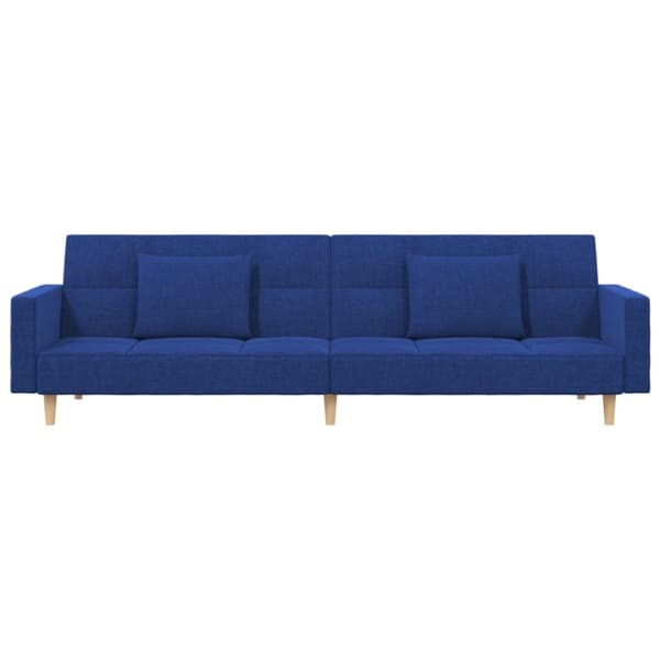 Bäddsoffa 2-sits med två kuddar blå tyg