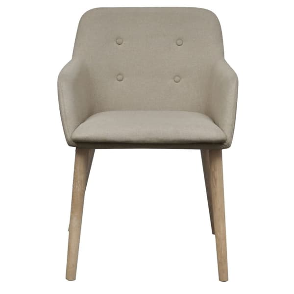 Matstolar 6 st beige tyg och massiv ek