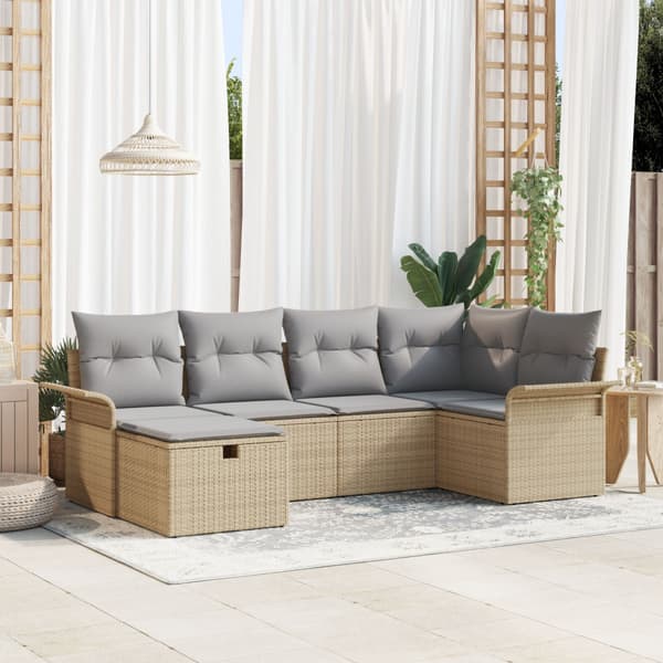 Trädgårdsoffset 6 st Poly rattan