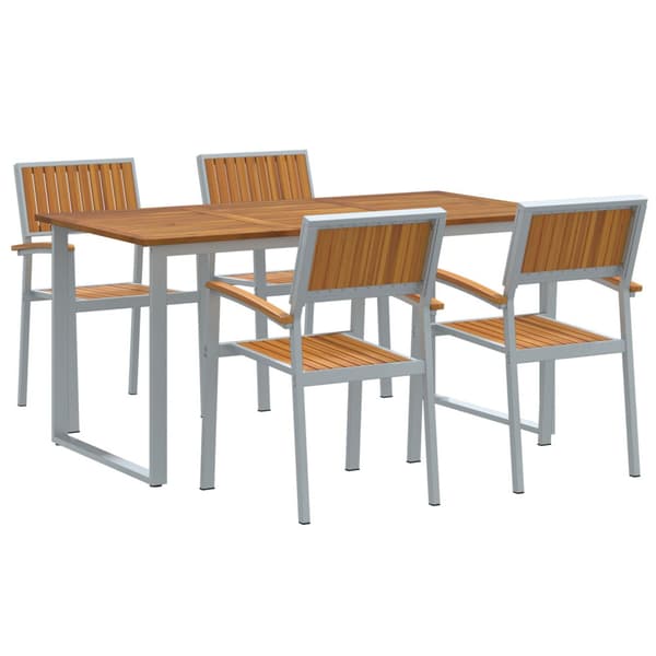 Trädgårdsmöbelset 5 pcs Grå Massivt Akaciaträ